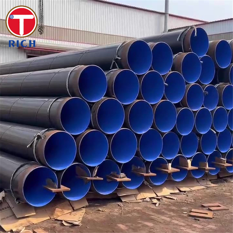 Topo de acero soldado con costura helicoidal de extremo plano negro para el transporte de fluidos