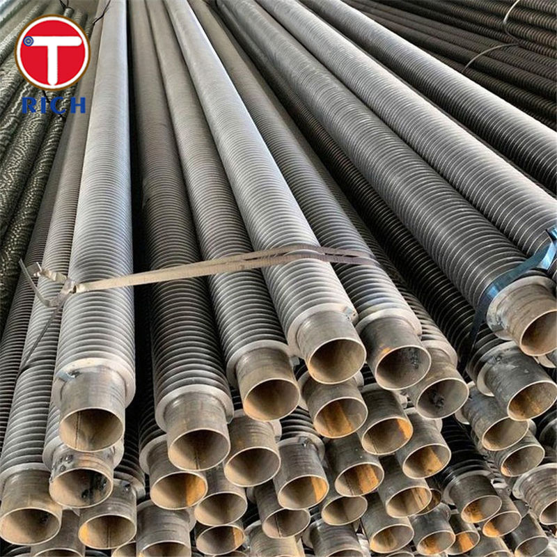 Tubos de fibra de carbono de tipo L superpuestos con aletas helicalmente enrolladas y alta conductividad térmica para intercambiadores de calor