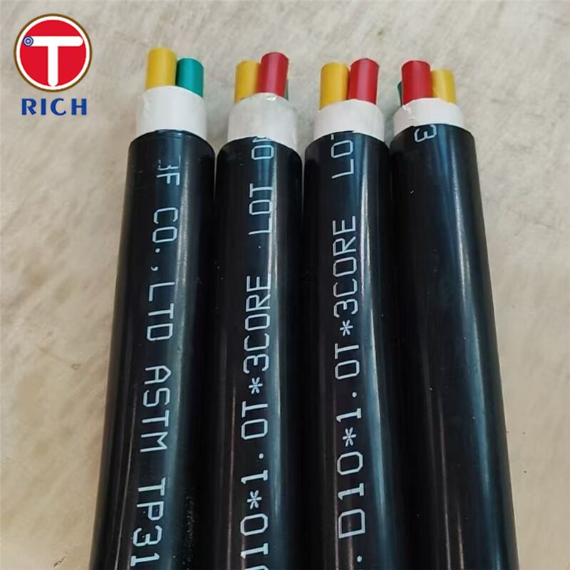 Tubo sin costuras de acero inoxidable de núcleo múltiple con recubrimiento de plástico para la construcción naval en los grados 304L/316L/Duplex 2205 y técnicas de estiramiento en frío/rollado en caliente