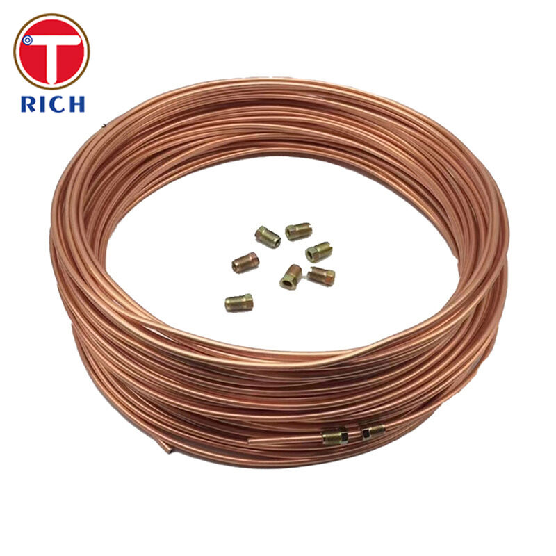 Tubo Bundy recubierto de cobre SAE J527 con diámetro exterior de 4.76-12.7 mm para aplicaciones de líneas de freno