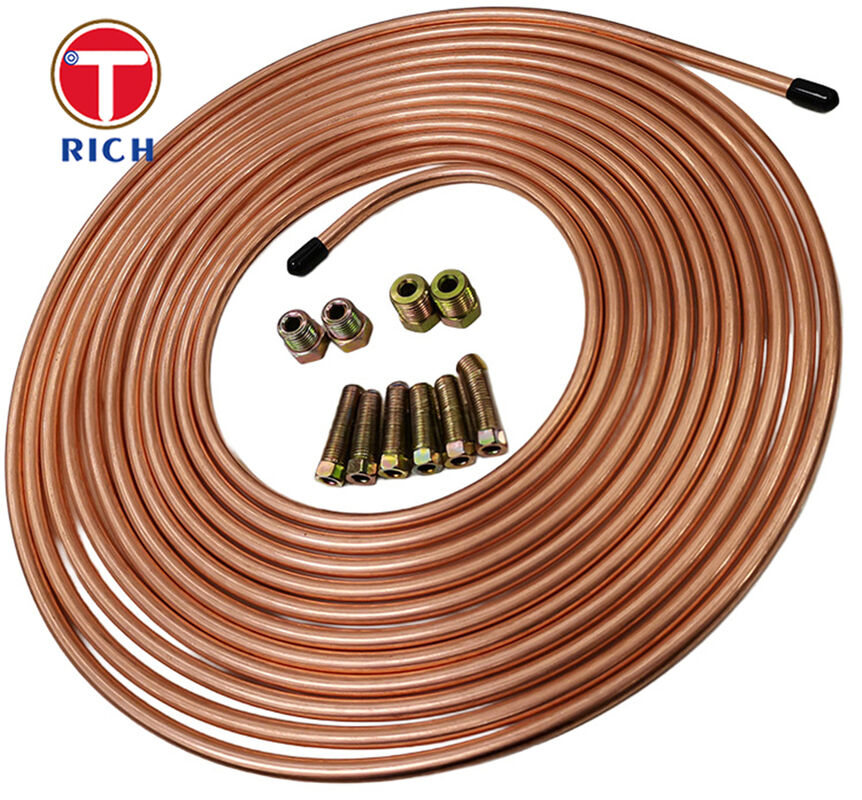 Tubo Bundy recubierto de cobre SAE J527 con diámetro exterior de 4.76-12.7 mm para aplicaciones de líneas de freno