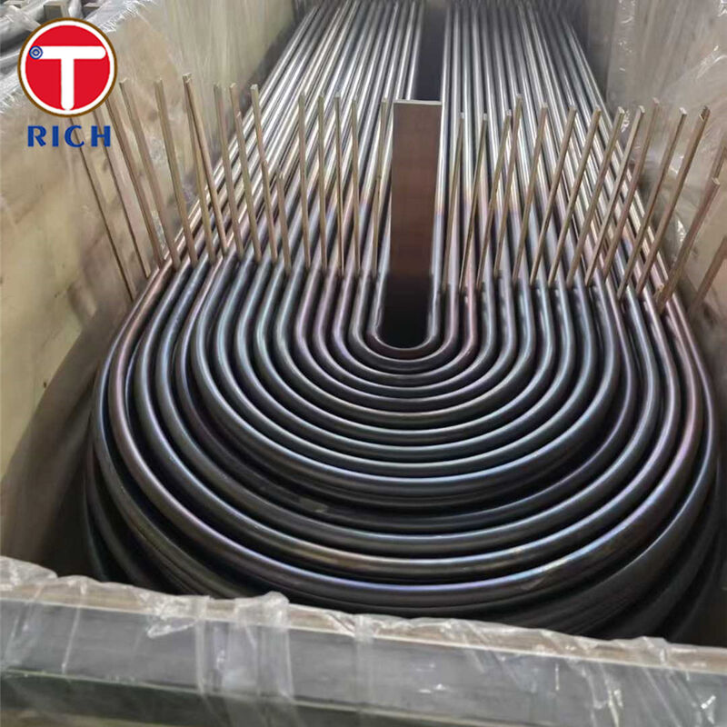 ASTM A179 A192 Tubos de acero al carbono sin costura de flexión U con estructura de soporte de presión y geometría de flexión U controlada para intercambiadores de calor